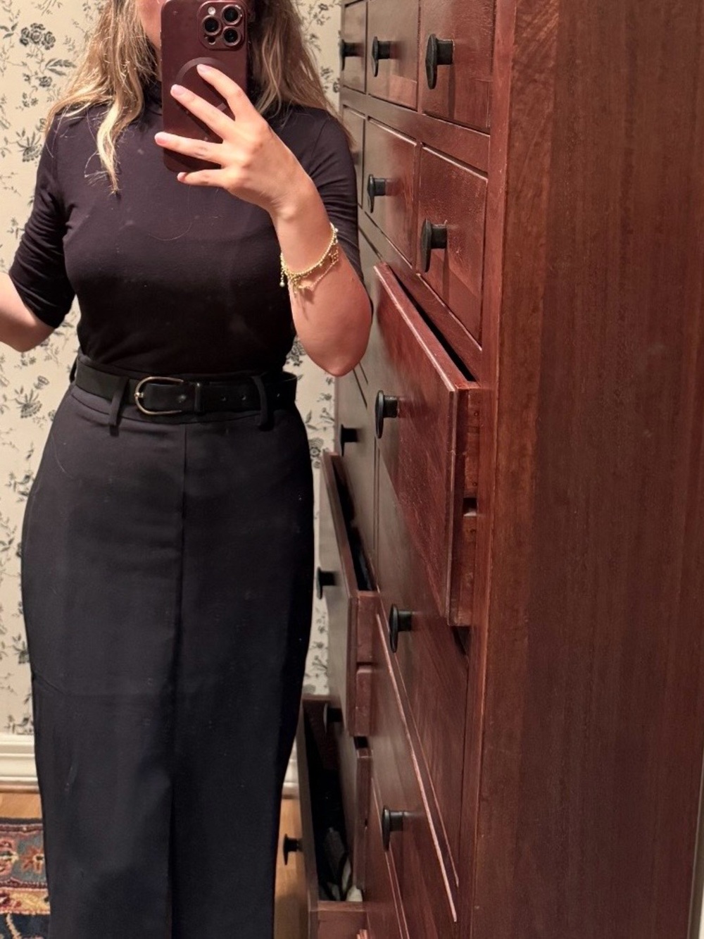 Mango Black High-Waisted Midi Pencil Skirt – Size US 2 / EU 34